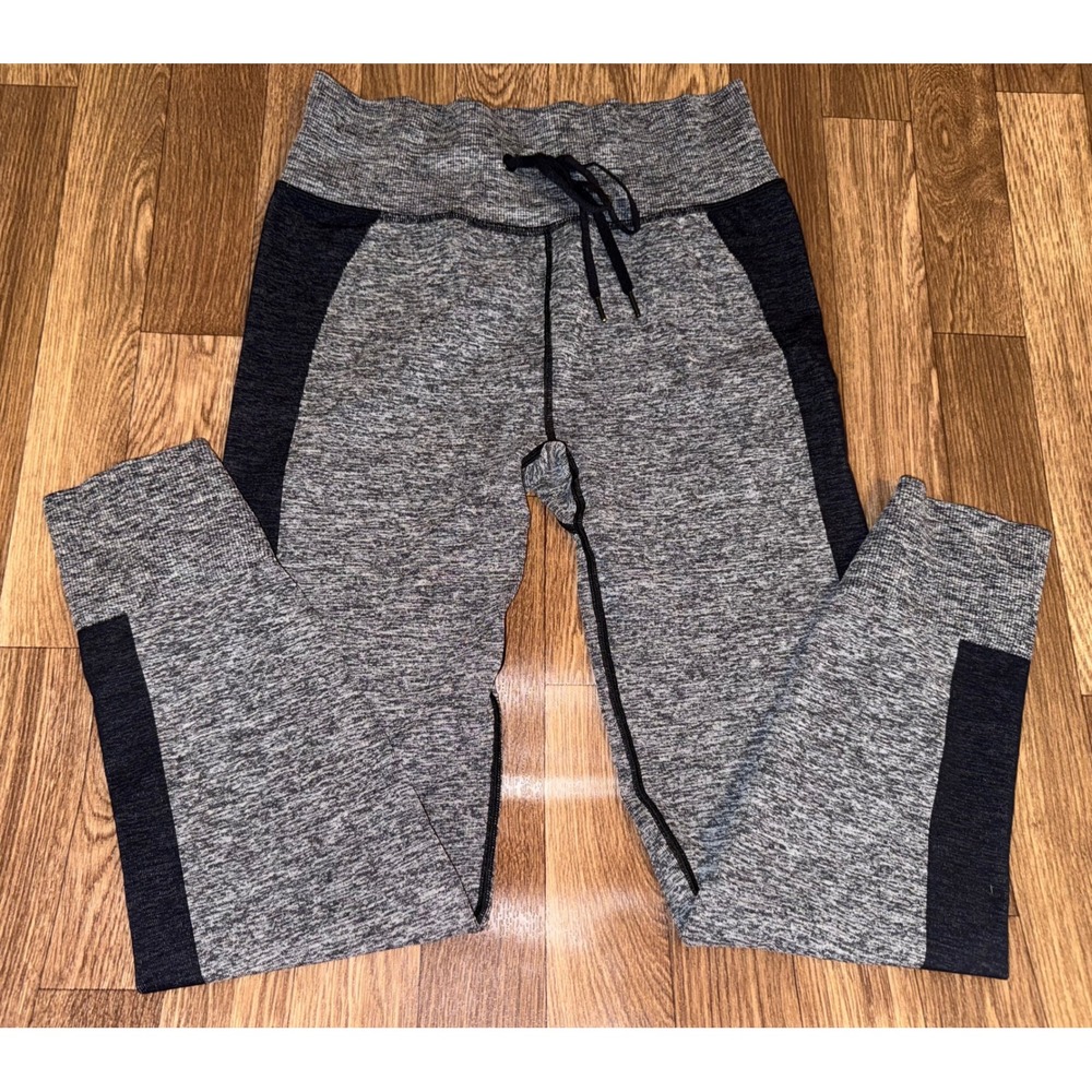 PINK Active Victorias Secret Grey Black‎ Marled Colorblock Leggings Large L